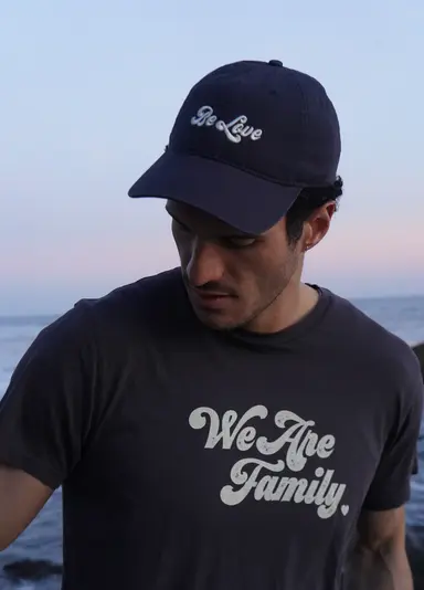**PRE-ORDER** BE LOVE seventies font - Dad hat - Midnight blue with white embroidery