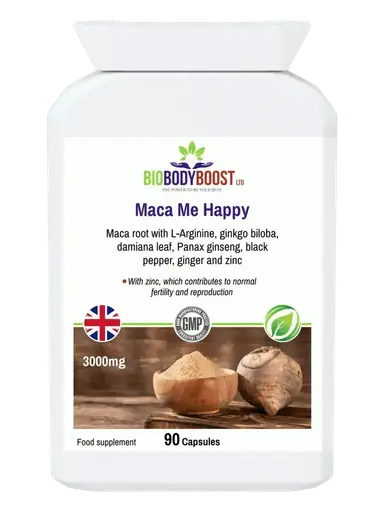 Maca Root 3000mg UK – Maca Me Happy + Zinc 90 Caps