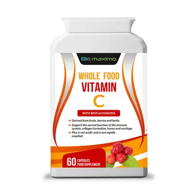 Biomaximo Vegan Whole Food Based Vitamin C with Bioflavonoids - 60 Capsules