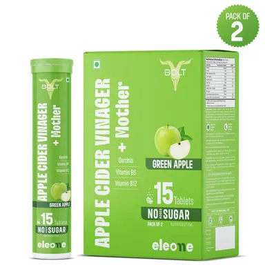 Bolt by Eleone Apple Cider Vinegar Effervescent Tablets | With Mother | No Added Sugar | 30 Tabs
