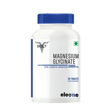 eleone by Bolt Magnesium Glycinate 2000mg (440mg Elemental Magnesium) | For Men & Women | 60 Tablets | High Absorption | Supports Relaxation, Bone, Mu