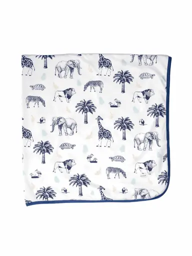 Blue Safari - Organic Cotton Stretch Swaddle Blanket