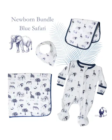 Blue Safari Newborn Essentials Bundle
