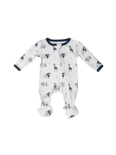 The Softest Two-Way Zipper Sleeper Made With Organic Cotton In Our Blue Safari Lite Print