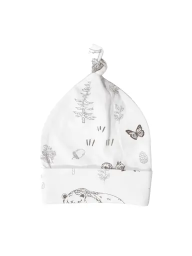 Woodland Sketch - Organic Cotton Baby Top Knot Hat
