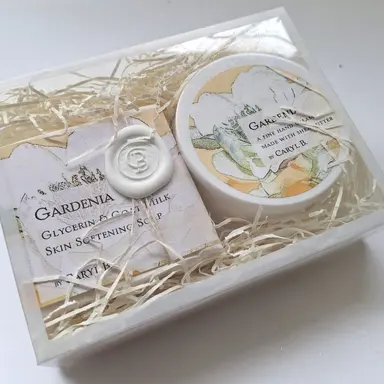 Gift Box With full sized soap and hand cream Gardenia Fragrance