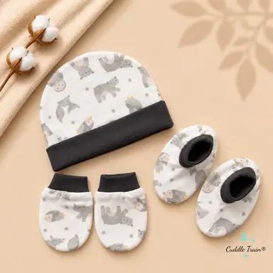 Cotton Cap Mittens Booties Set – Woodland Friends