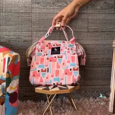 Pink Geometric Premium Diaper Bag - Small