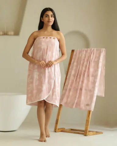 Bamboo jacquard body wrap | Blossom Pink