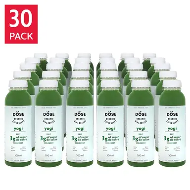 DOSE Organic Cold-Pressed Low Sugar YOGI Green Juice Pack 300 mL (10.14 fl oz) x 30 bottles