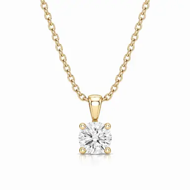 Round Cut Lab Diamond Pendant w/ 18" Chain (2 ct. tw.) in Gold Vermeil