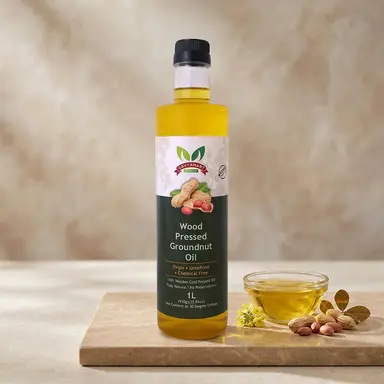 Wood Pressed Groundnut Oil for Healthy Cooking