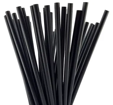 Black 8mm plastic straw wrapped straight (5000 Pcs)