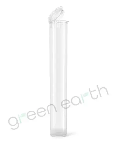Child Resistant Translucent Recyclable Plastic Pop Top Tubes | 116mm - Clear - Open | Sample