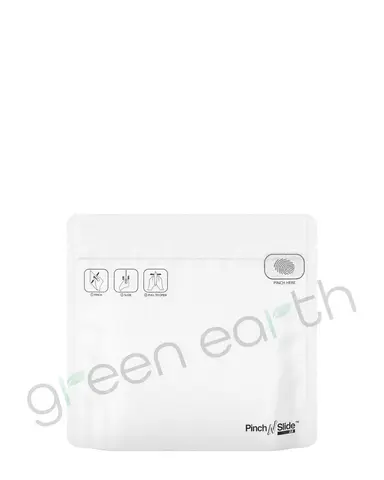 Pinch N Slide Child Resistant & Tamper Evident V3.0 Matte Opaque Mylar Bags w/ Tear Notch | 8in x 6.7in - White | Sample