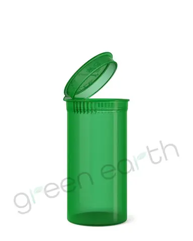 Child Resistant Translucent Recyclable Plastic Pop Top Containers | 13 Dram - Green | Sample