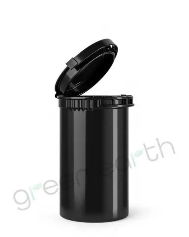 Child Resistant & Tamper Evident Recyclable Plastic Pop Top Containers | 19 Dram - Black | Sample