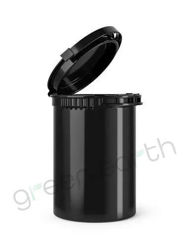 Child Resistant & Tamper Evident Recyclable Plastic Pop Top Containers | 30 Dram - Black | Sample