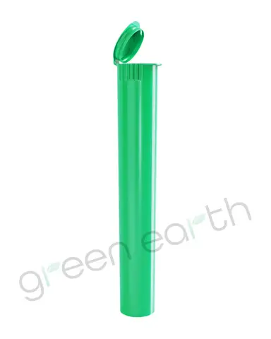 Child Resistant Opaque Recyclable Plastic Pop Top Tubes | 116mm - Green - Open | Sample