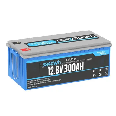 GrenerPower 12V(12.8V) 300Ah LiFePO4 Lithium Battery, Built-in 200A BMS, 3840W Load Power