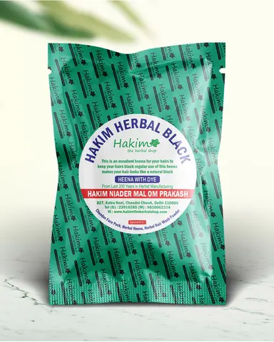 Hakim Herbal Base Heena With Dye Black Colour