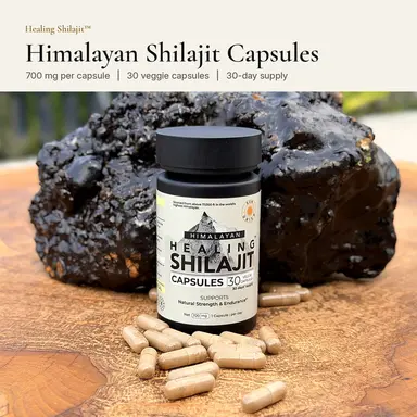 Himalayan Shilajit Capsules — Sun-Dried — 700 mg, 30 Veggie Capsules