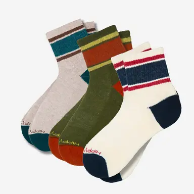 Retro Stripe Quarter Crew Socks 3-Pack