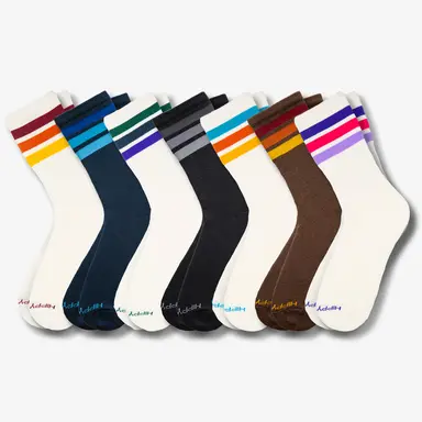 3-Stripe Crew Socks Monday Through Sunday 7-Pack (SMALL)