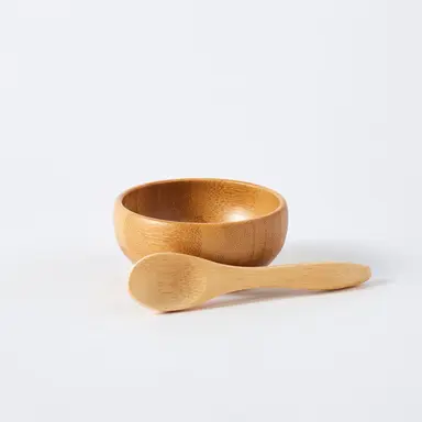 Bamboo Face Mask Bowl + Spoon – Reusable Mixing Set for DIY Clay Masks