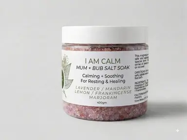 I Am Calm Salt Soak – Himalayan Salt & Lavender Bath Soak for Childbirth Preparation and Recovery