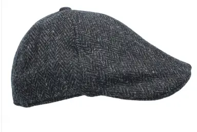 Harris Tweed Duckbill 6 piece Cap - Charcoal (MENS)