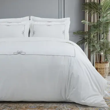 Bedsheet + Duvet Cover + Pillow Cover - Embroidered 'Knots of Love'