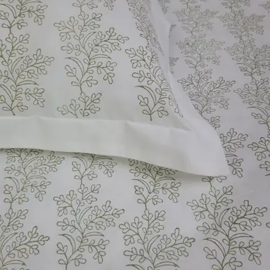 Bed Sheet Hand Block Printed - Parsley