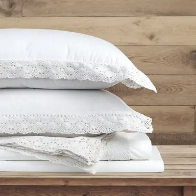 Duvet Cover + Pillow Cover - Crochet Border (White)