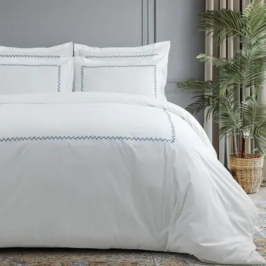 Bedsheet + Duvet Cover + Pillow Cover - Embroidered 'Fern'