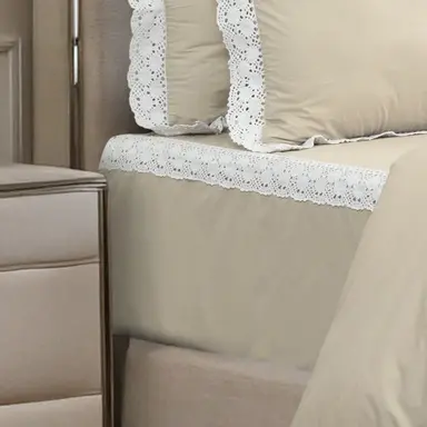 Bed Sheet Crochet Border - Ecru (Without Pillow Covers)