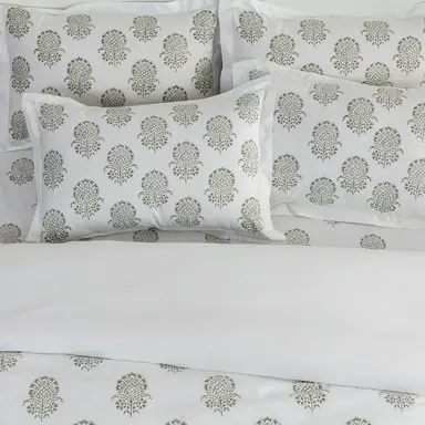 Duvet Cover + Pillow Cover - Hand Block Printed 'Hibiscus'