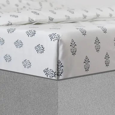 Fitted Sheet Hand Block Printed - Ivy