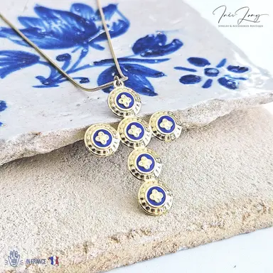 Gold Caramujo Cross Portuguese Necklace