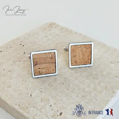 Square CORK & STEEL Cufflinks