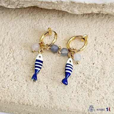 Striped Small Sardine Earrings
