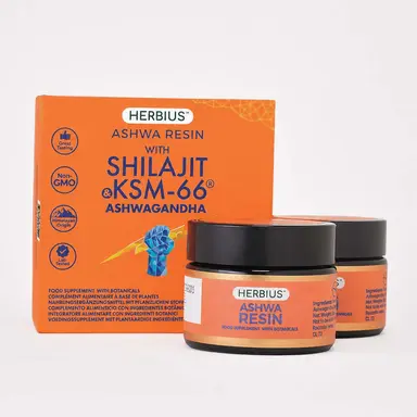 Herbius® ASHWA RESIN | A Powerful Blend of Pure Himalayan Shilajit and the World’s Most Clinically Studied Ashwagandha (KSM-66®) - Pack of 2