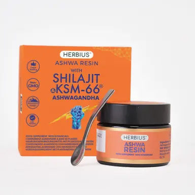 Herbius® ASHWA RESIN | A Powerful Blend of Pure Himalayan Shilajit and the World’s Most Clinically Studied Ashwagandha (KSM-66®).