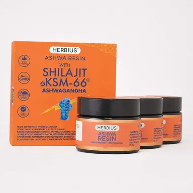 Herbius® ASHWA RESIN | A Powerful Blend of Pure Himalayan Shilajit and the World’s Most Clinically Studied Ashwagandha (KSM-66®) - Pack of 3