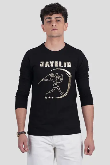 Black Full Sleeve Printed Organic T-Shirt