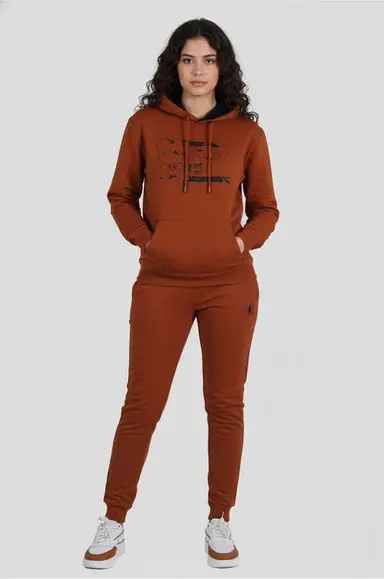 Caramel Cafe Cotton Hoodie Track Pant Set