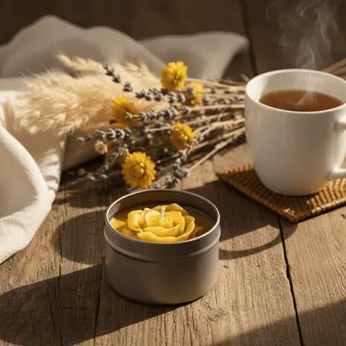 Elegant Beeswax Flower Candle in Charming Tin - Bring Nature Indoors!