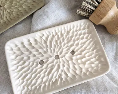 Hand Carved Ceramic Large Soap Dish