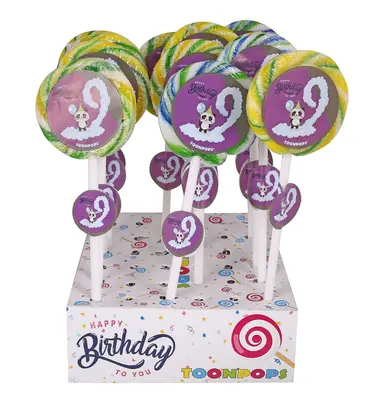 Gói Quà Sinh Nhật Lần Thứ 9 | Kẹo Lollipops Hoạt Hình | Gói 60 cái | Toonpops