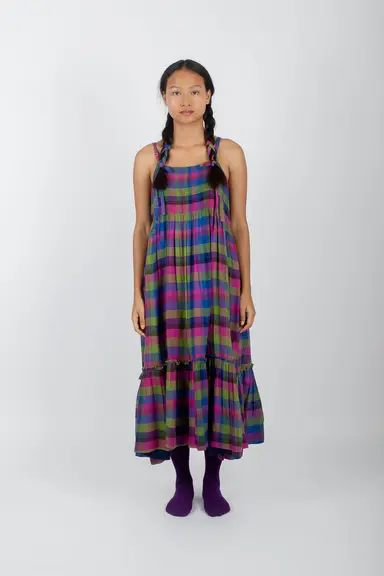 Opalus | Váy Slip Cotton Muslin Madras Kẻ Ô Dệt Tay